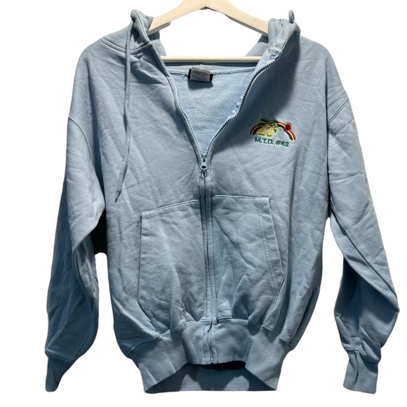 CottonNet Sky Blue Cotton Polyester Blend Zip Up Hooded Sweatshirt Size Medium - Picture 1 of 6